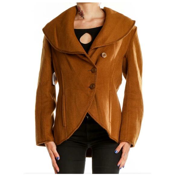 J. JILL Jacket Blazer M Asymmetrical 3 Button Wool Blend Oversized Collar Unline - Picture 1 of 14